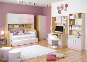 Детская комната Грэйси (Розовый/Серый/корпус Клен) в Октябрьском - oktyabrskoe.mebel54.com | фото