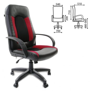 Кресло офисное BRABIX Strike EX-525 (черно-красный) в Октябрьском - oktyabrskoe.mebel54.com | фото