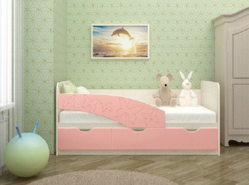 Кровать Бабочки 1,6м (Розовый металлик) в Октябрьском - oktyabrskoe.mebel54.com | фото