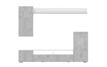 Мебель для гостиной МГС 4 (Белый/Цемент светлый) в Октябрьском - oktyabrskoe.mebel54.com | фото