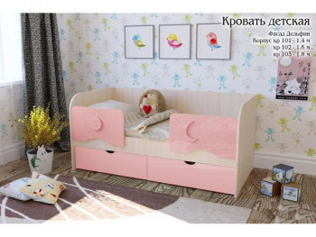 Соня Кровать детская 2 ящика 1.6 Розовый глянец в Октябрьском - oktyabrskoe.mebel54.com | фото